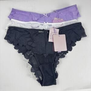 NEW Savage x Fenty 3 Pack Underwear Lace Floral Panties Rhinestones